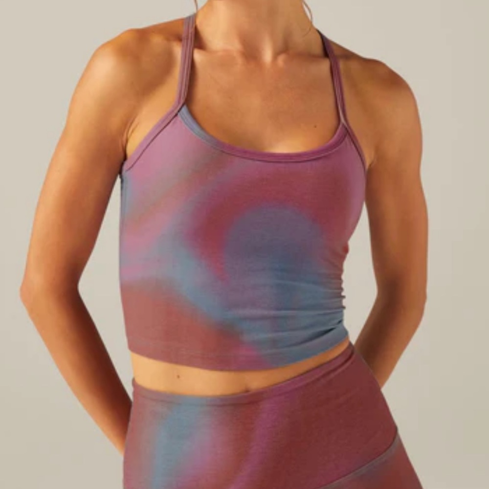 Beyond Yoga Slim Racerback Cropped Spacedye Tank in Soffo